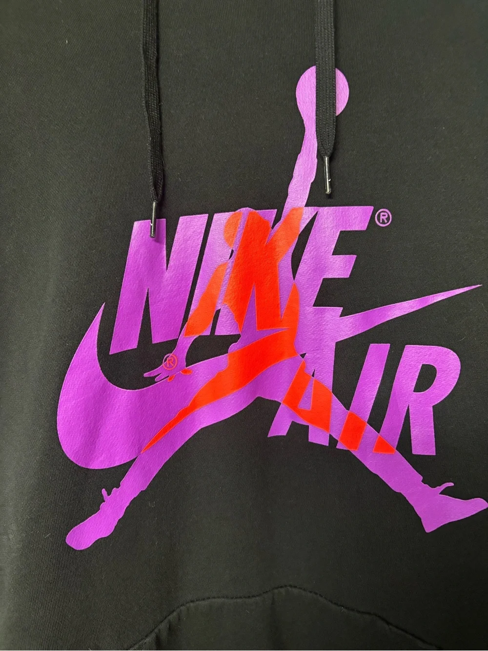 Nike Air Jordan Jumpman Hoodie XL Black Purple Orange Fleece Pullover Streetwear